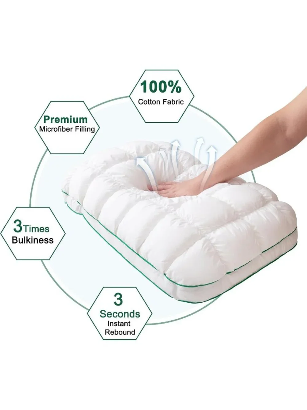 〽️Fluffy Support Bed Pillow Queen Size Super Soft Premium Down Alternative White